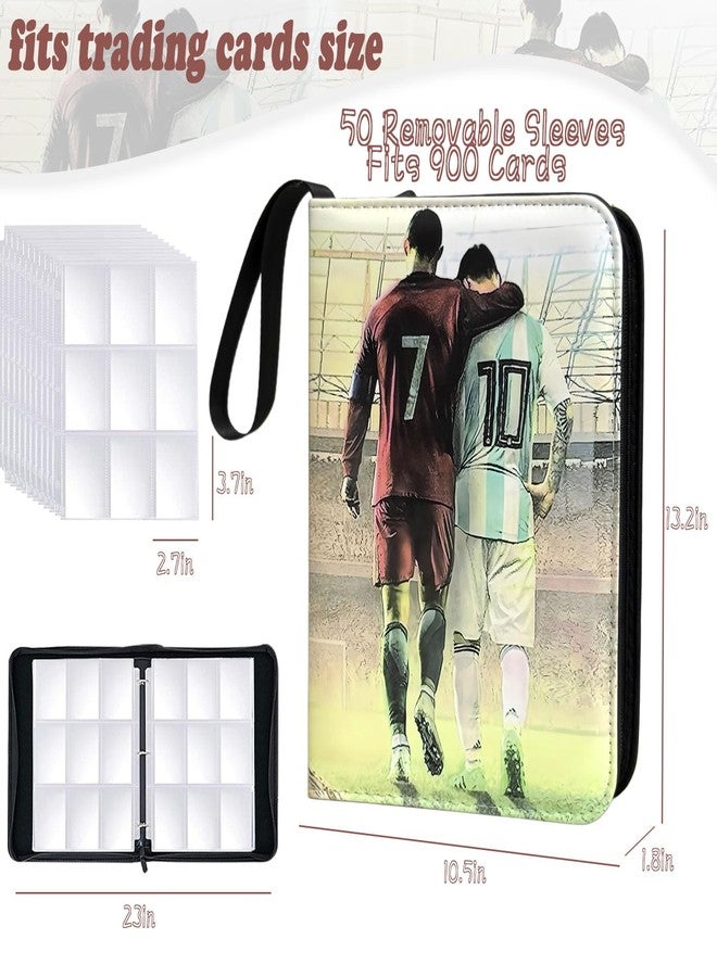 Rmannke Soccer Card Binder - 900 Capacity 9-Pocket Trading Card Album, 3 Ring Card Holder Binder, Waterproof PU Leather, Zip Closure, Perfect Christmas Birthday Gift for Kids & Collectors - Image 3
